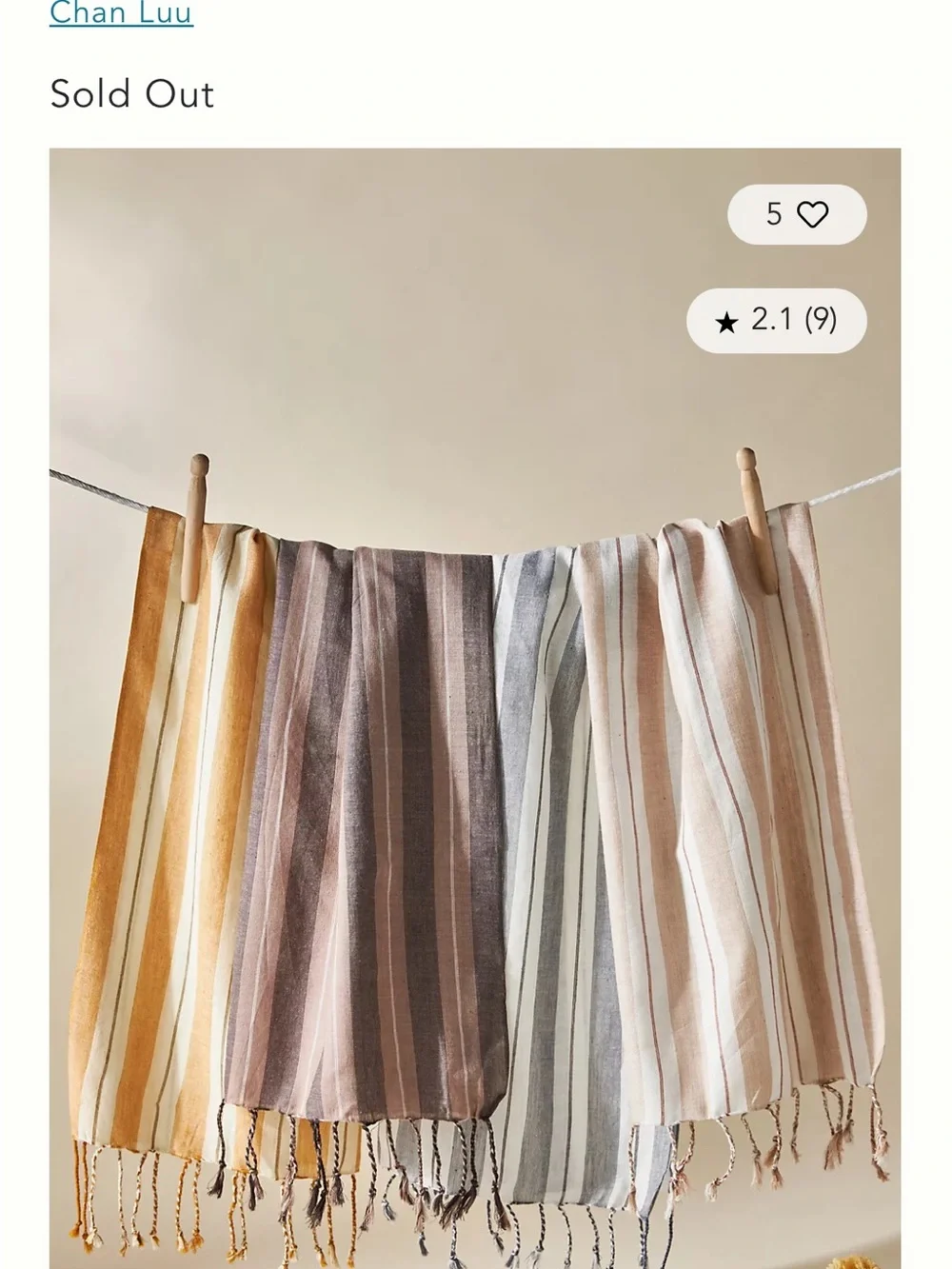 Anthropologie Chan Luu Dinner Napkins/Kitchen Towels - Set of 4